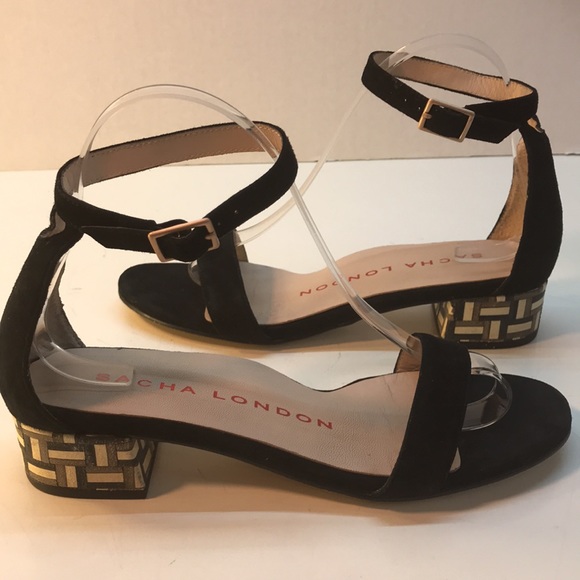 Sacha London Black Suede Sandals with Multi-color Heel Size 7 - Picture 7 of 12